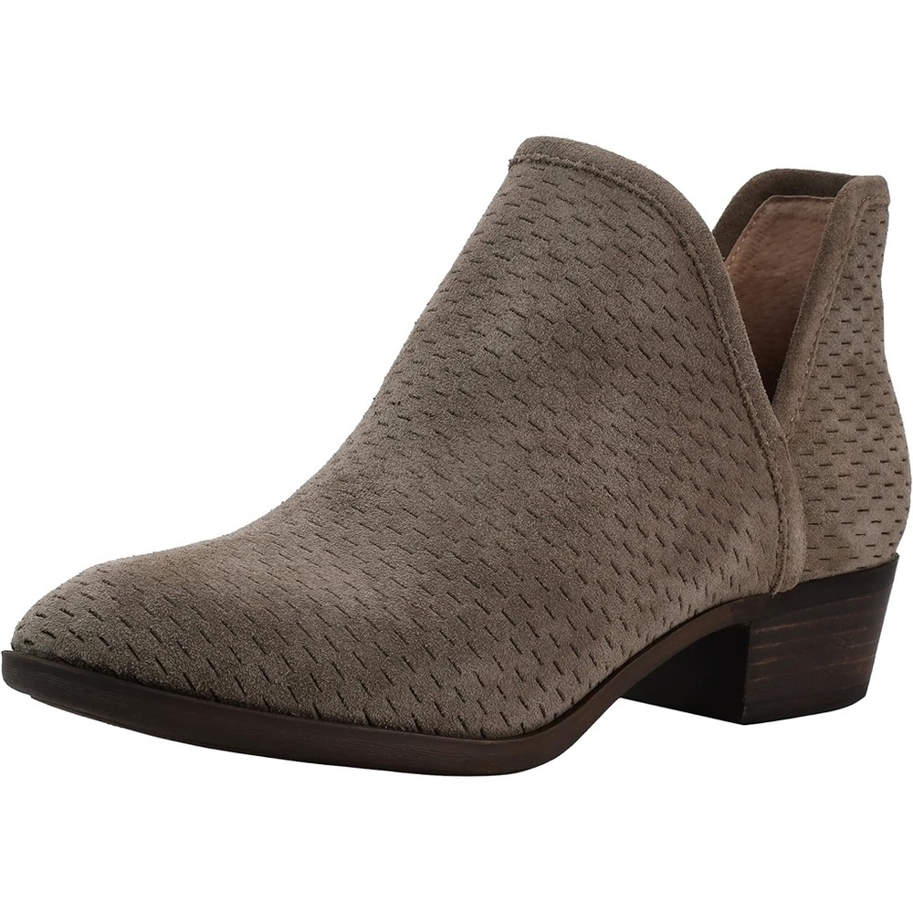 LUCKY BRAND Taupe Perforated Suede Leather Baley Ankle Booties Size 9W NWT